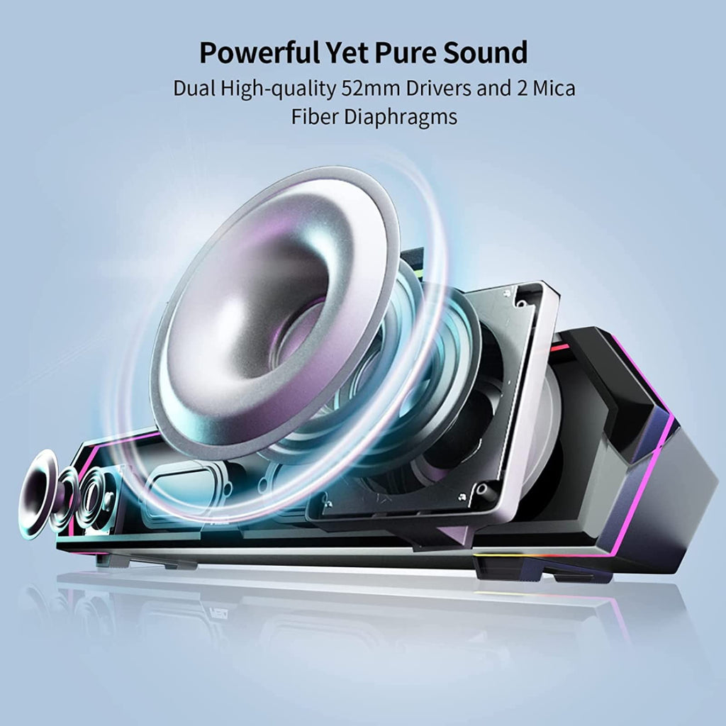Computer Sound Bar with Deep Bass RGB Microphone Bluetooth 5.3 USB B249524