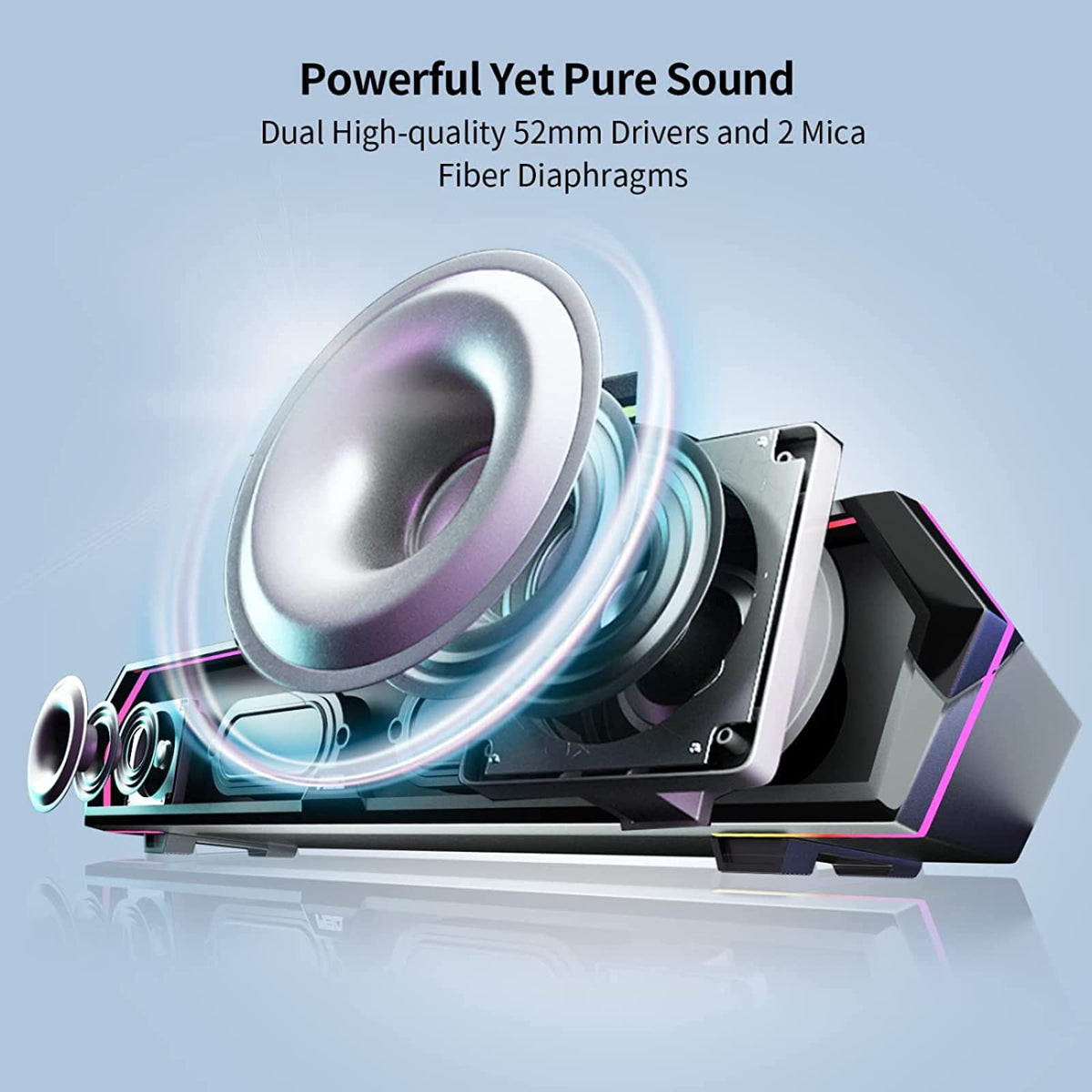 Computer Sound Bar with Deep Bass RGB Microphone Bluetooth 5.3 USB B249524