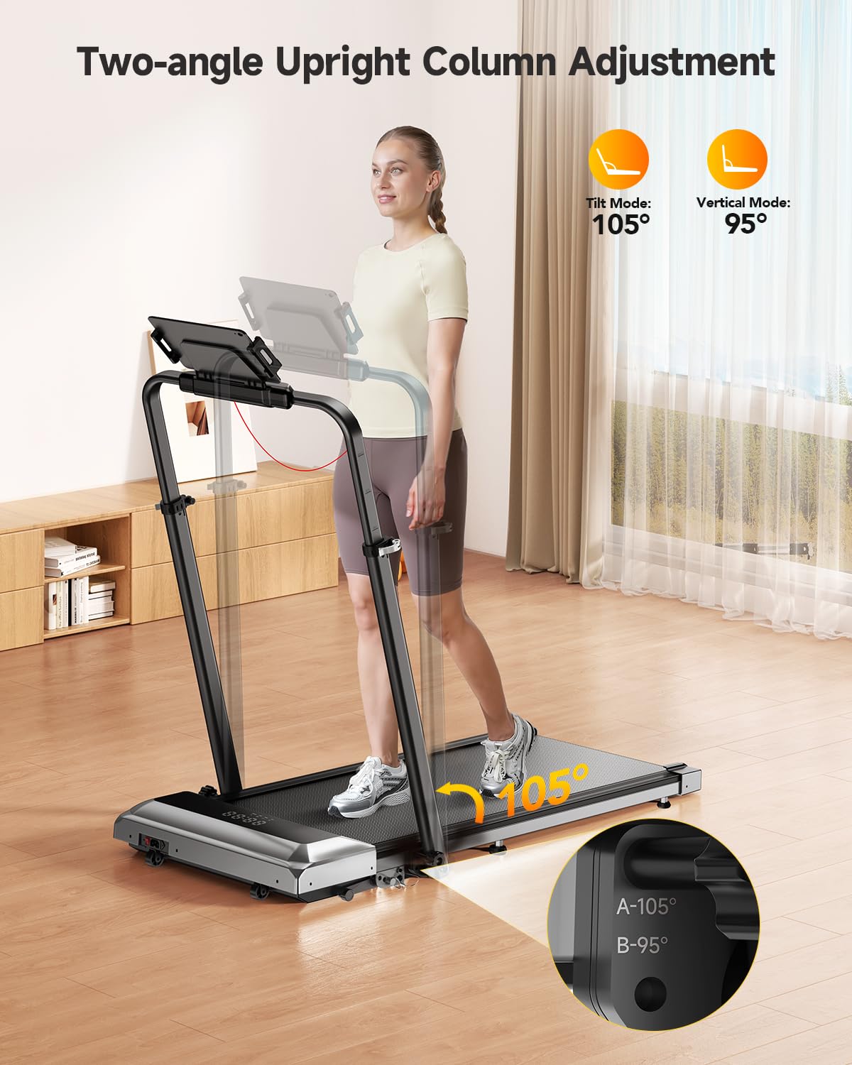 Folding Treadmill with Incline and Adjustable Handle Bar S502