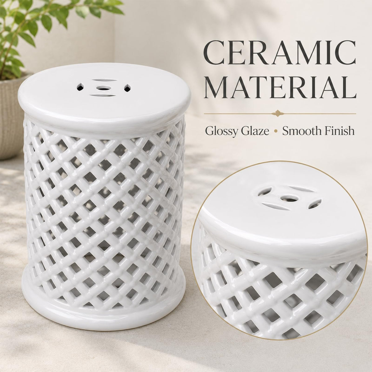 Glazed Ceramic Garden Stool U901431