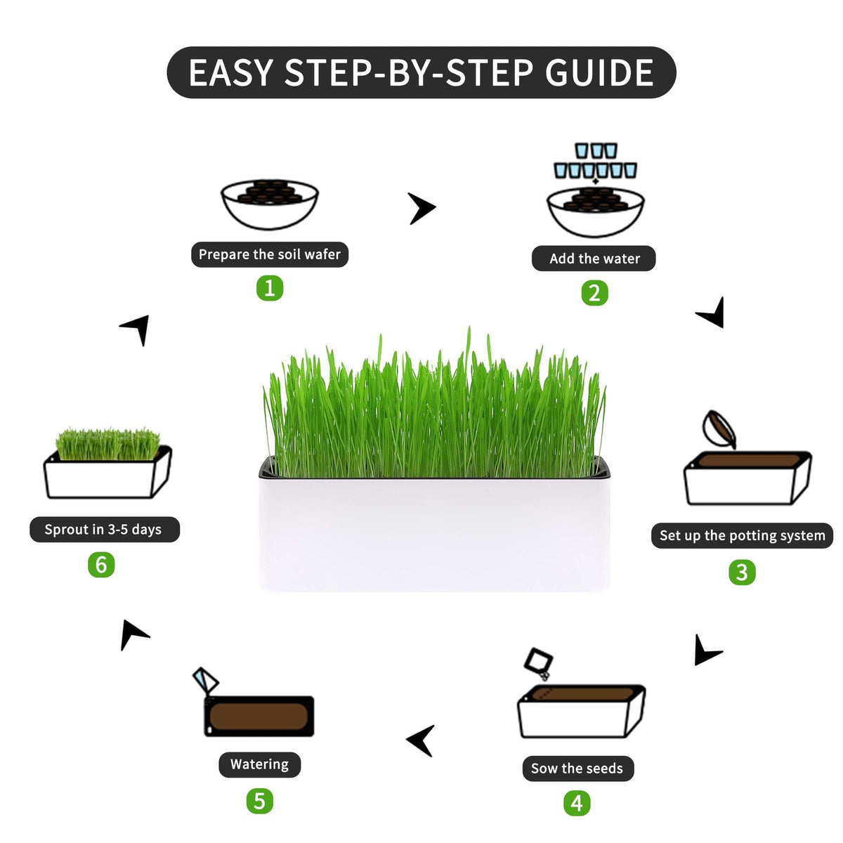Indoor Cat Grass with Organic Seed Mix Rectangular Planter F64605