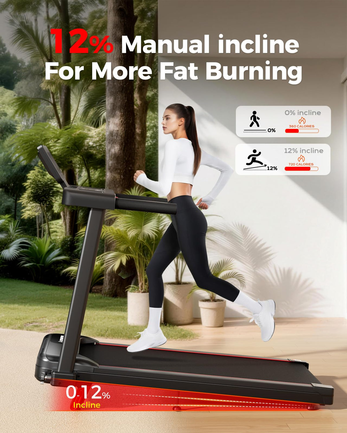 Foldable Treadmill with 12% Incline H5171