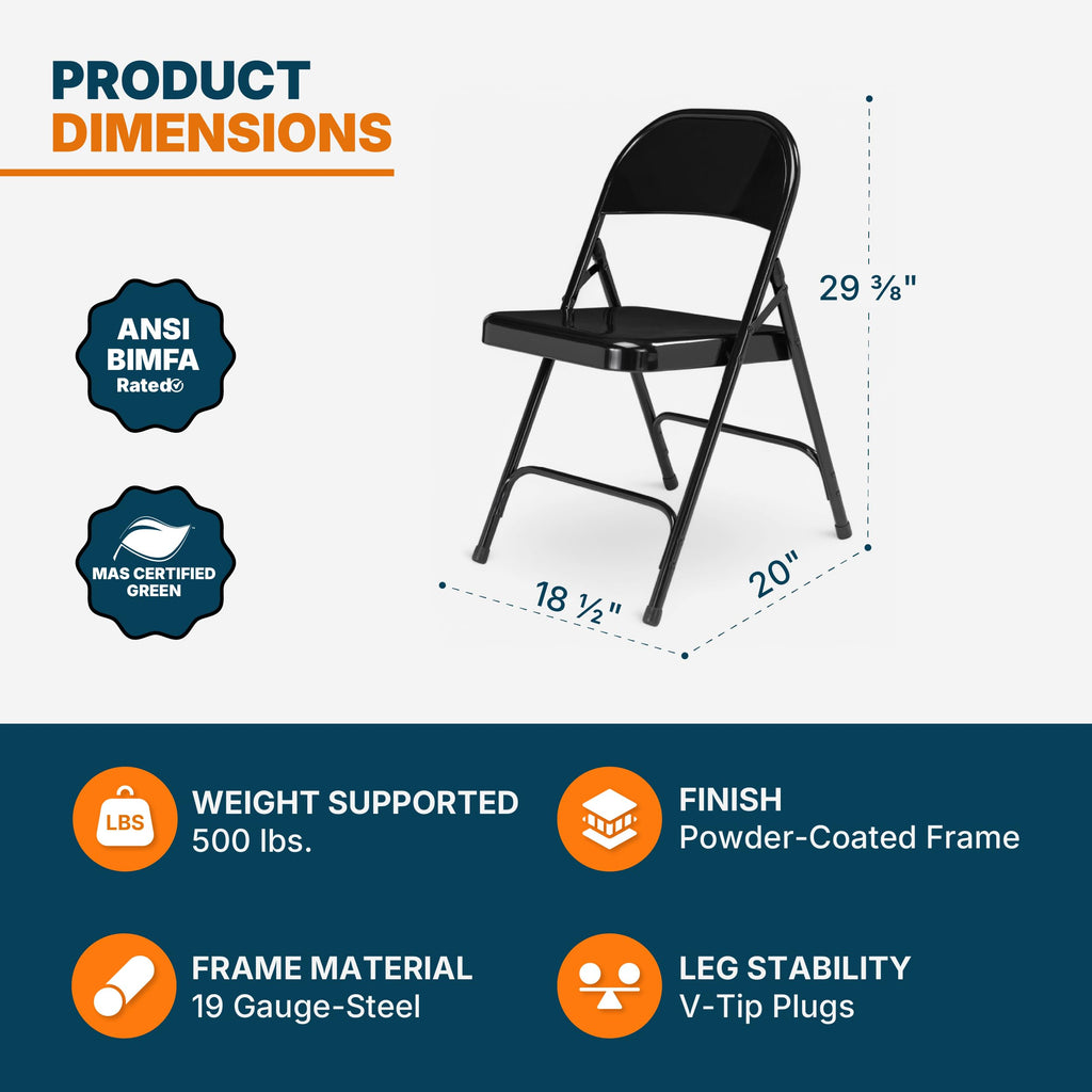Black Steel Folding Chairs 4-Pack N995