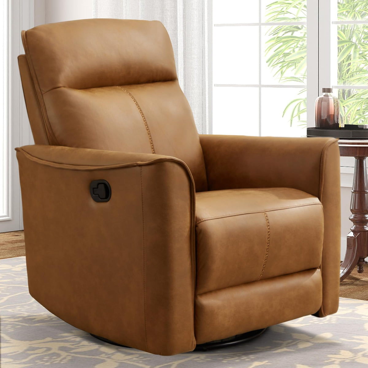 Brown Leathaire Swivel Rocker Recliner I558413