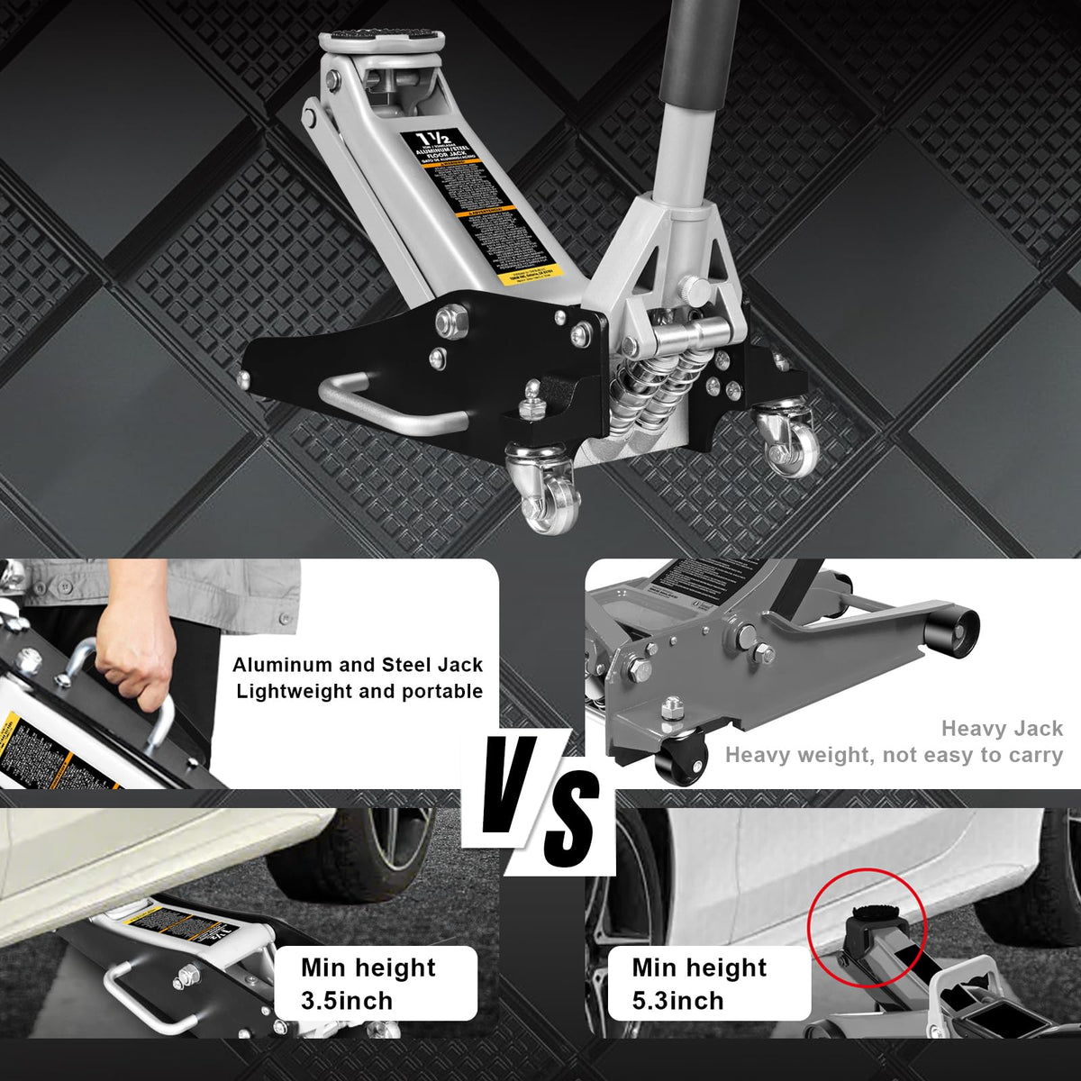 1.5 Ton Low Profile Aluminum Steel Racing Floor Jack E6704
