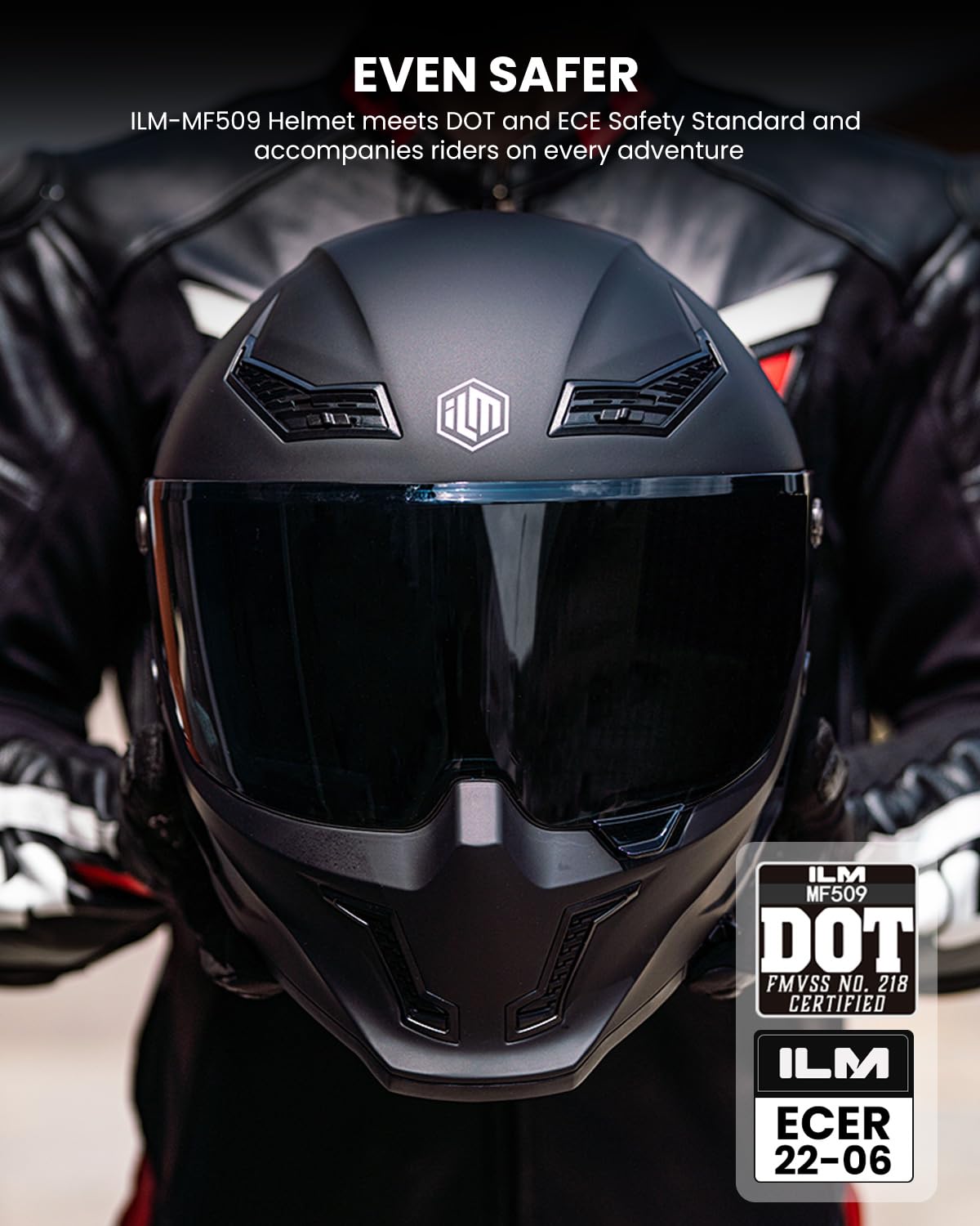 Full Face Dual Visor Motorcycle Helmet with Pinlock Matte Black M L39756
