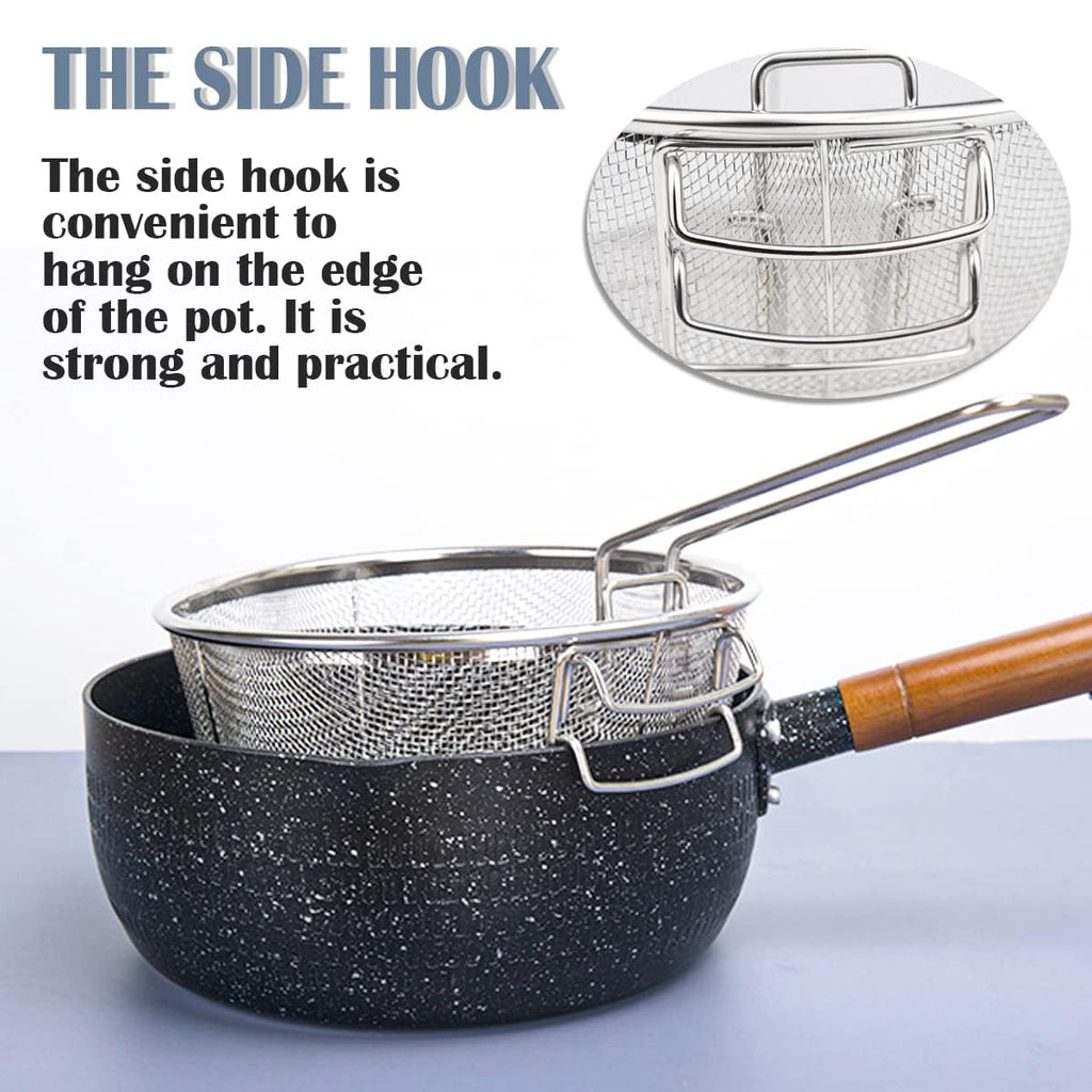 Stainless Steel 8inch Round Wire Fry Basket with Folding Handle W78008
