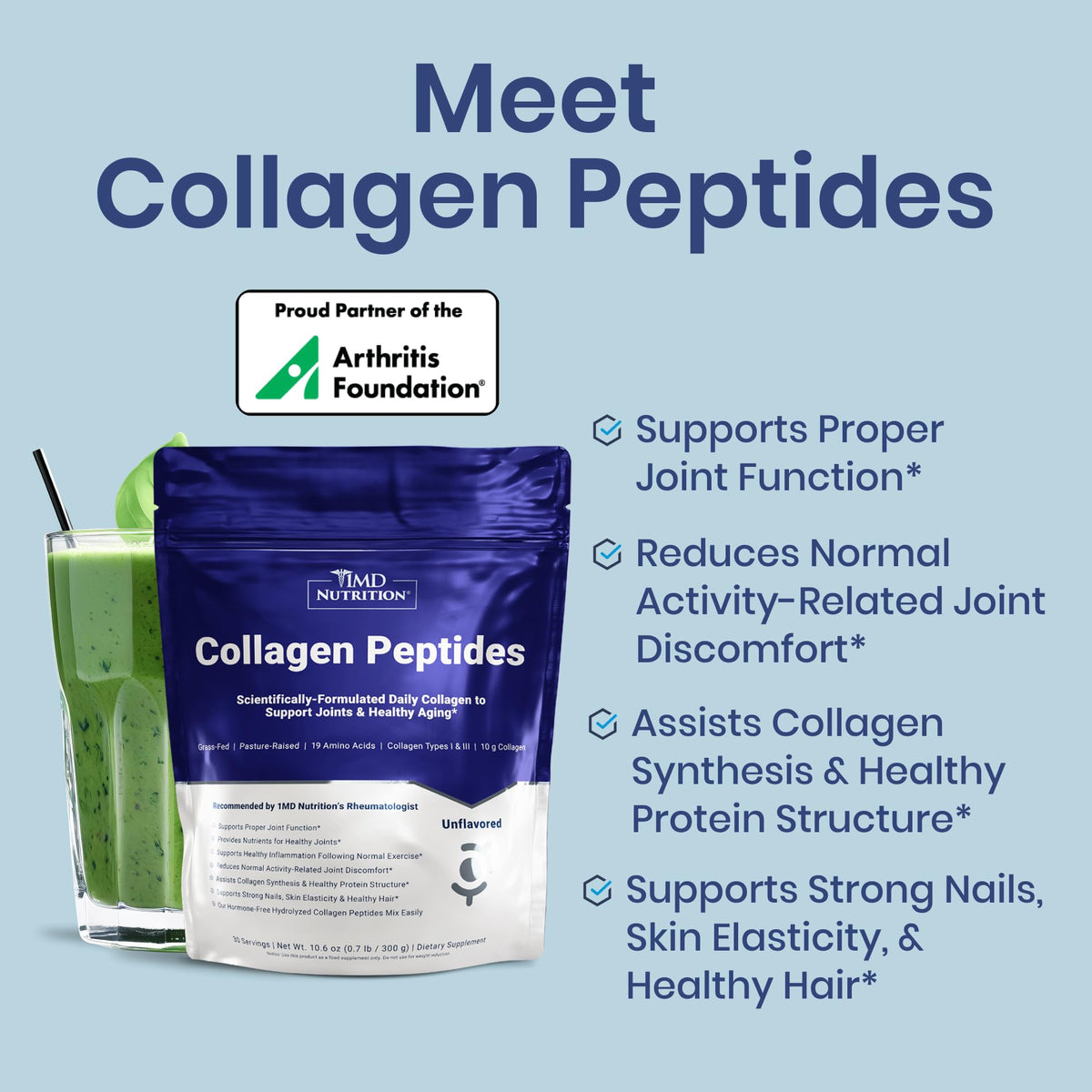 Collagen Peptides Powder Types I & III Unflavored 30 Servings Y348698
