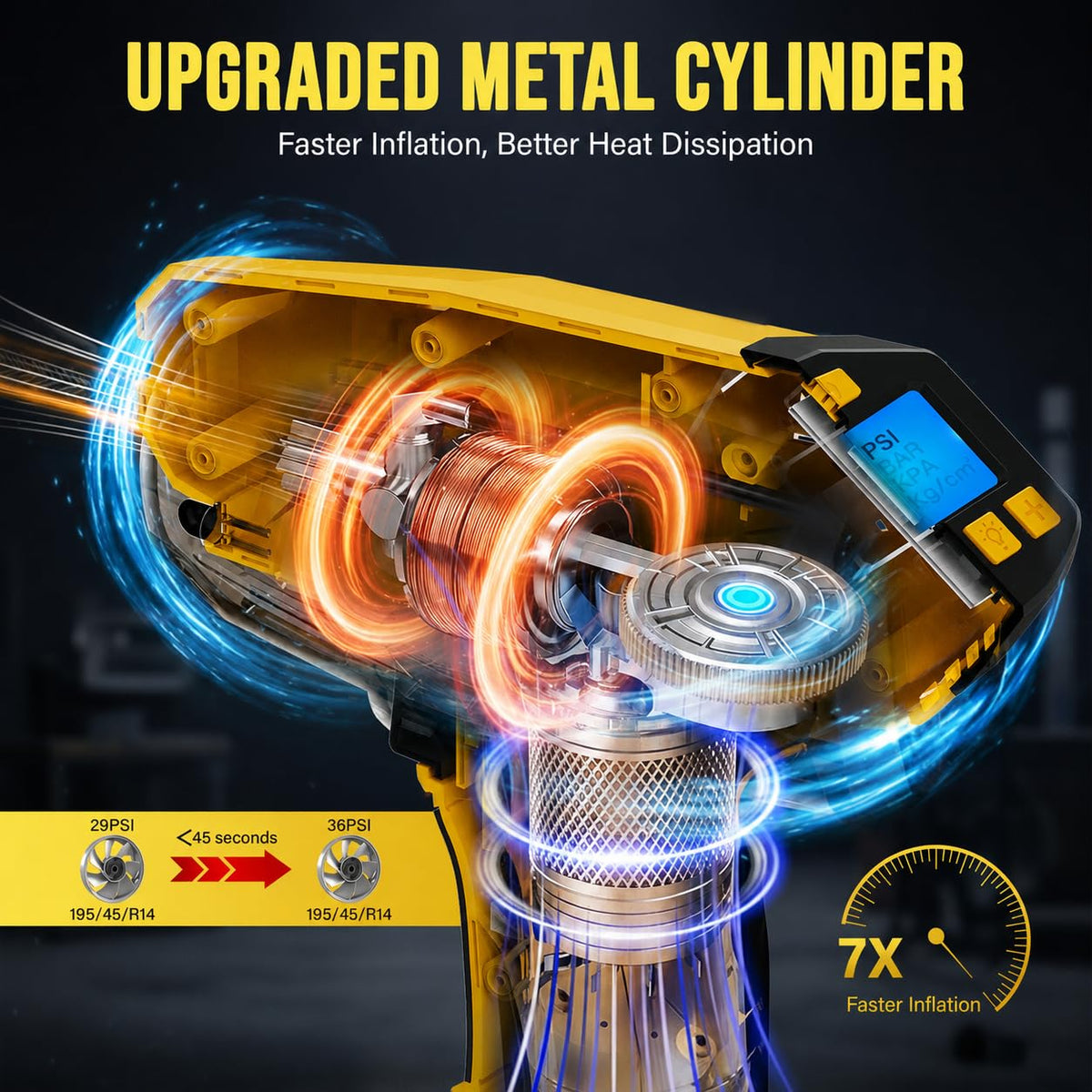 Cordless Tire Inflator Portable Air Compressor 160PSI V1282