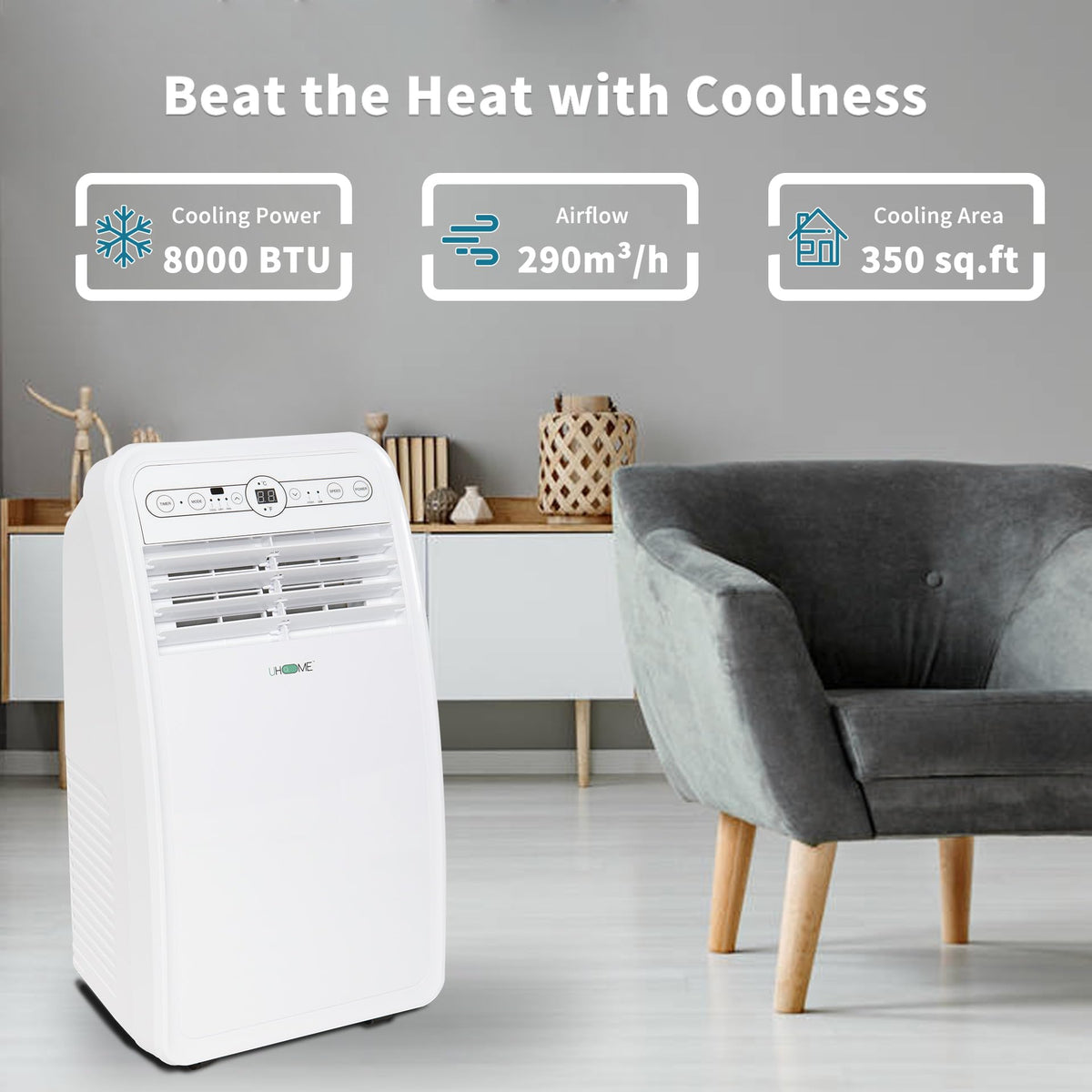 8000 BTU White Portable Air Conditioner F8106