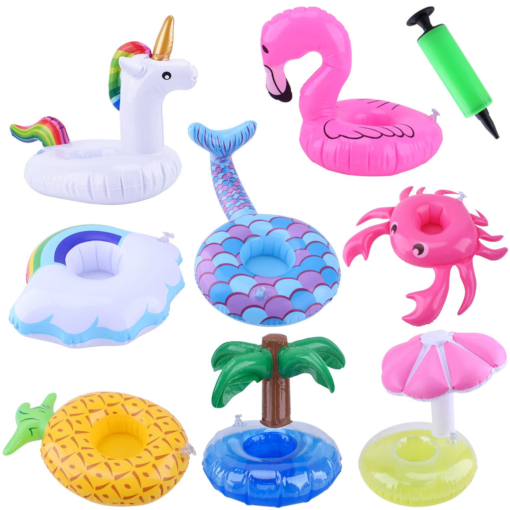 8 Pack Inflatable Drink Holders with Air Pump D7559