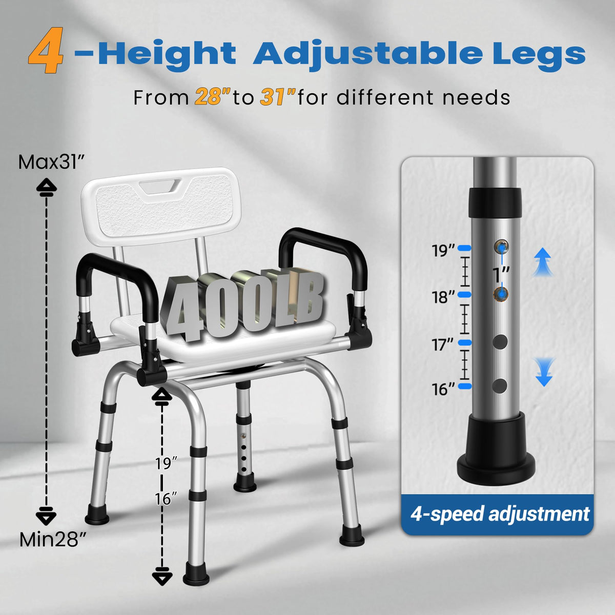 360° Rotating Adjustable Padded Shower Chair L471361