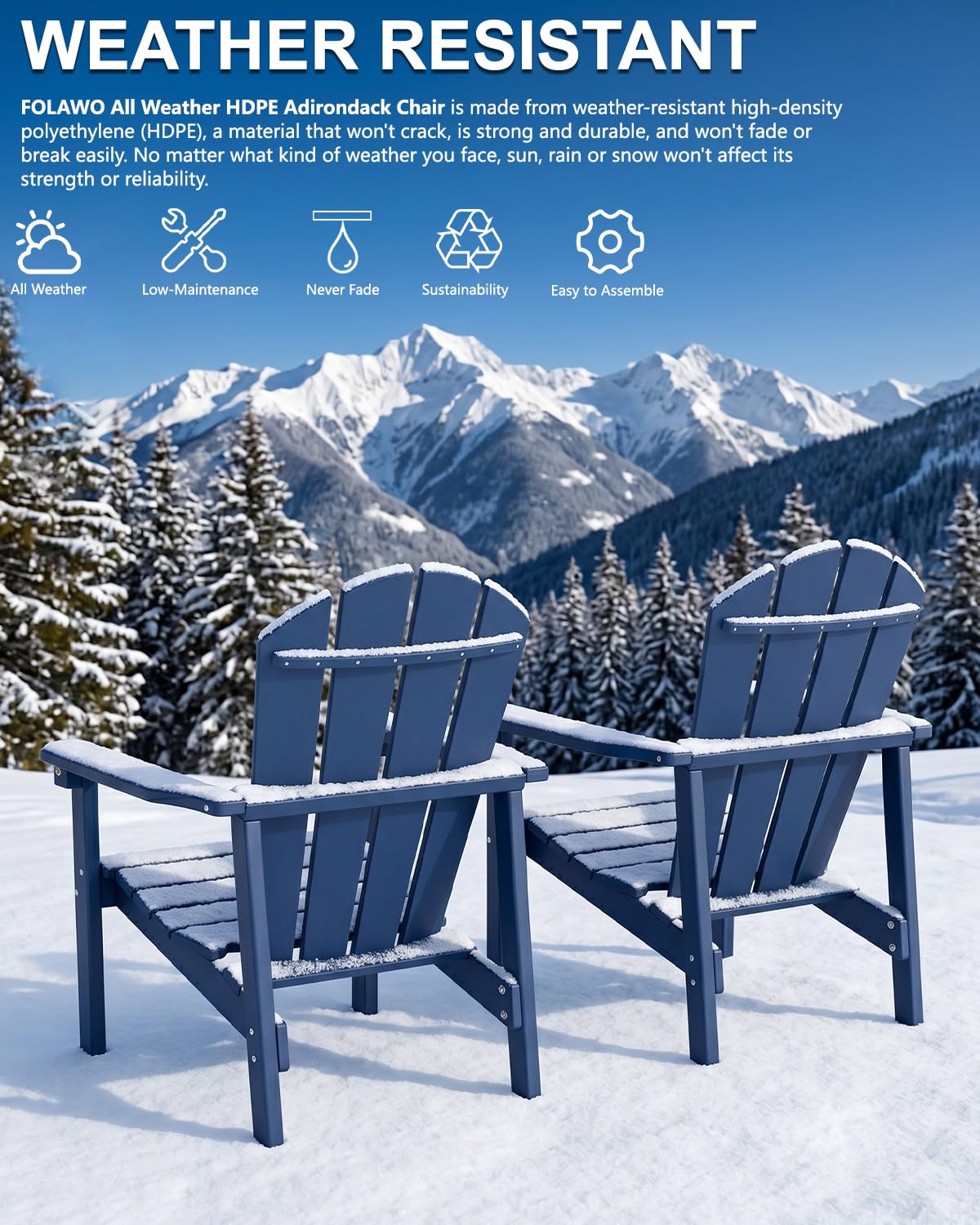 Navy Blue HDPE Adirondack Chair Set of 8 U5144