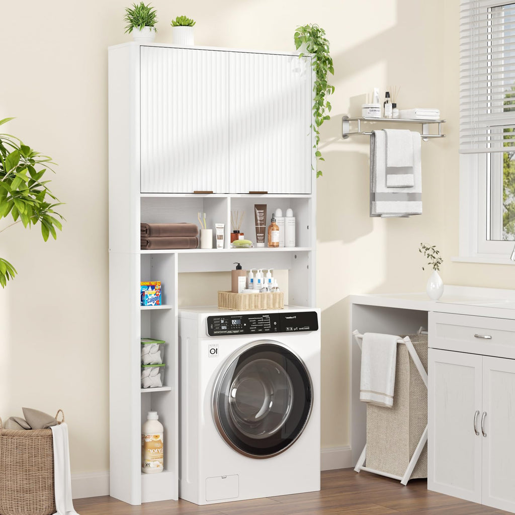 White Over the Toilet Storage Cabinet with Adjustable Shelf L734