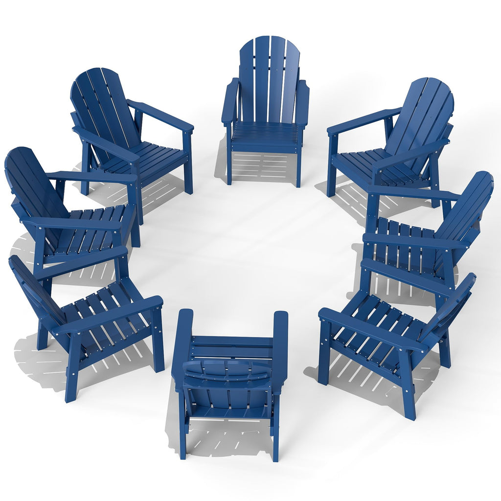 Navy Blue HDPE Adirondack Chair Set of 8 U5144