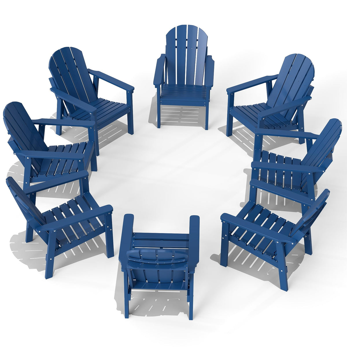Navy Blue HDPE Adirondack Chair Set of 8 U5144