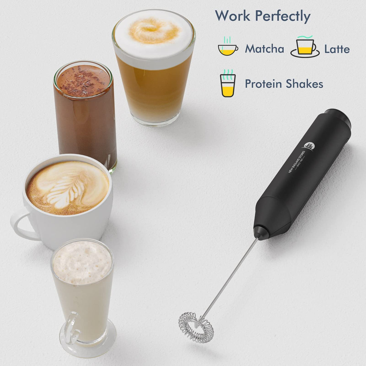 Handheld Milk Frother with Stainless Steel Whisk L803