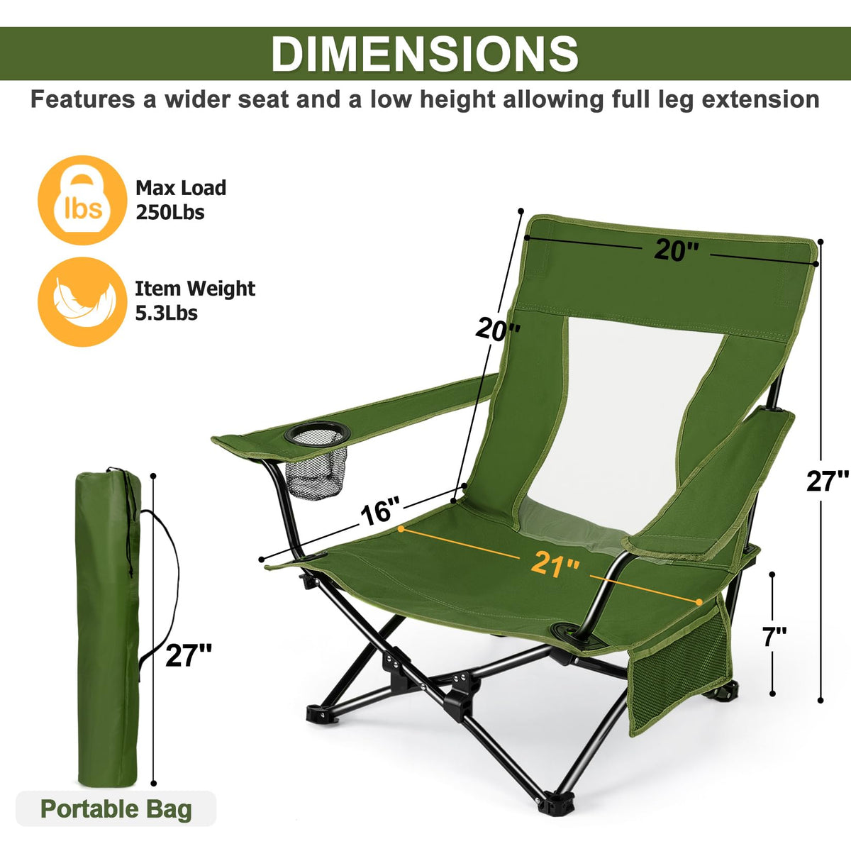 Green Folding Camping Chair 2 Pack R50737