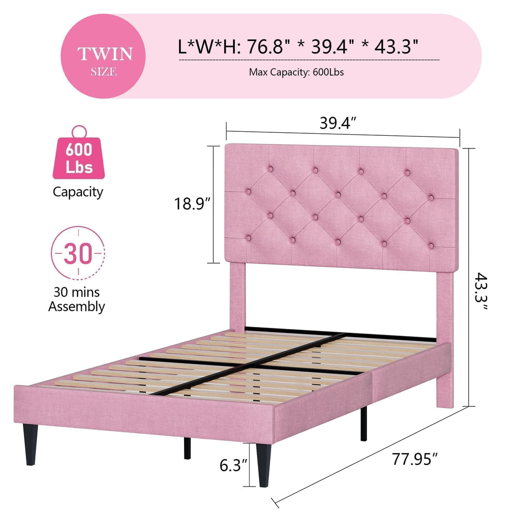 Twin Upholstered Platform Bed I25452