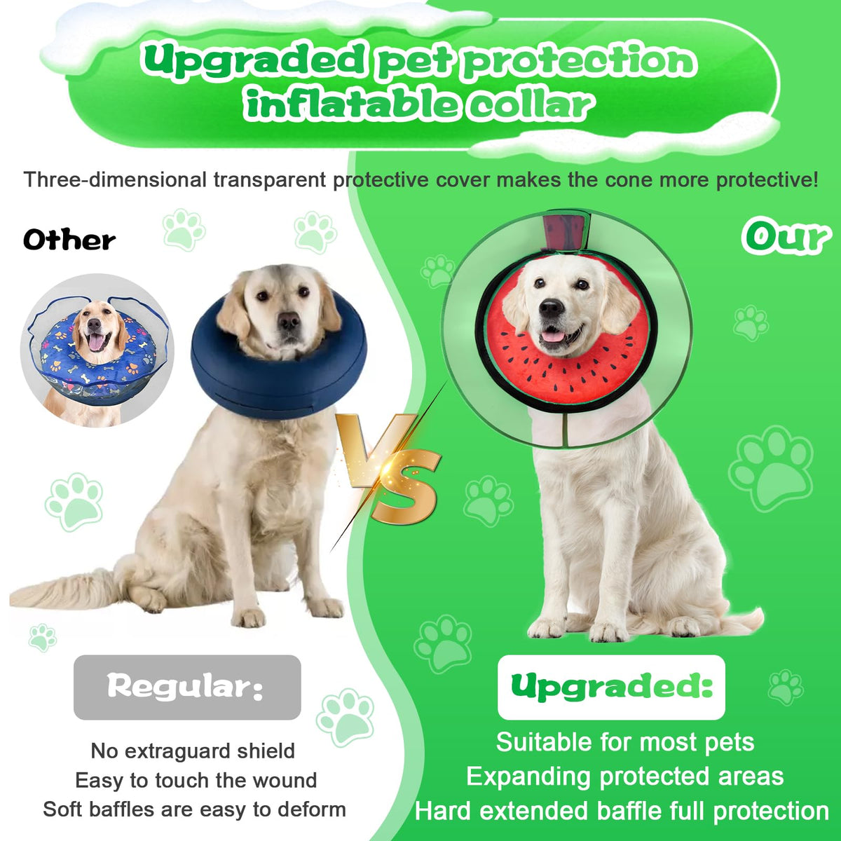 Inflatable Dog Cone Collar with Detachable Shield F3425