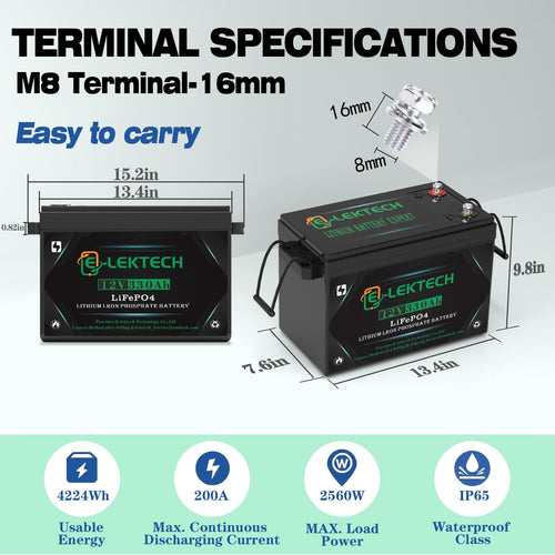 12V 330Ah LiFePO4 Lithium Battery B178045