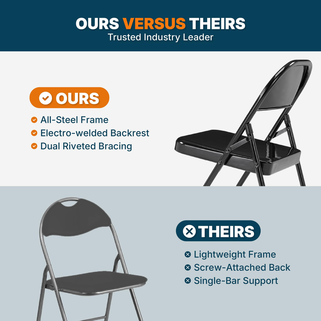 Black Steel Folding Chairs 4-Pack N995