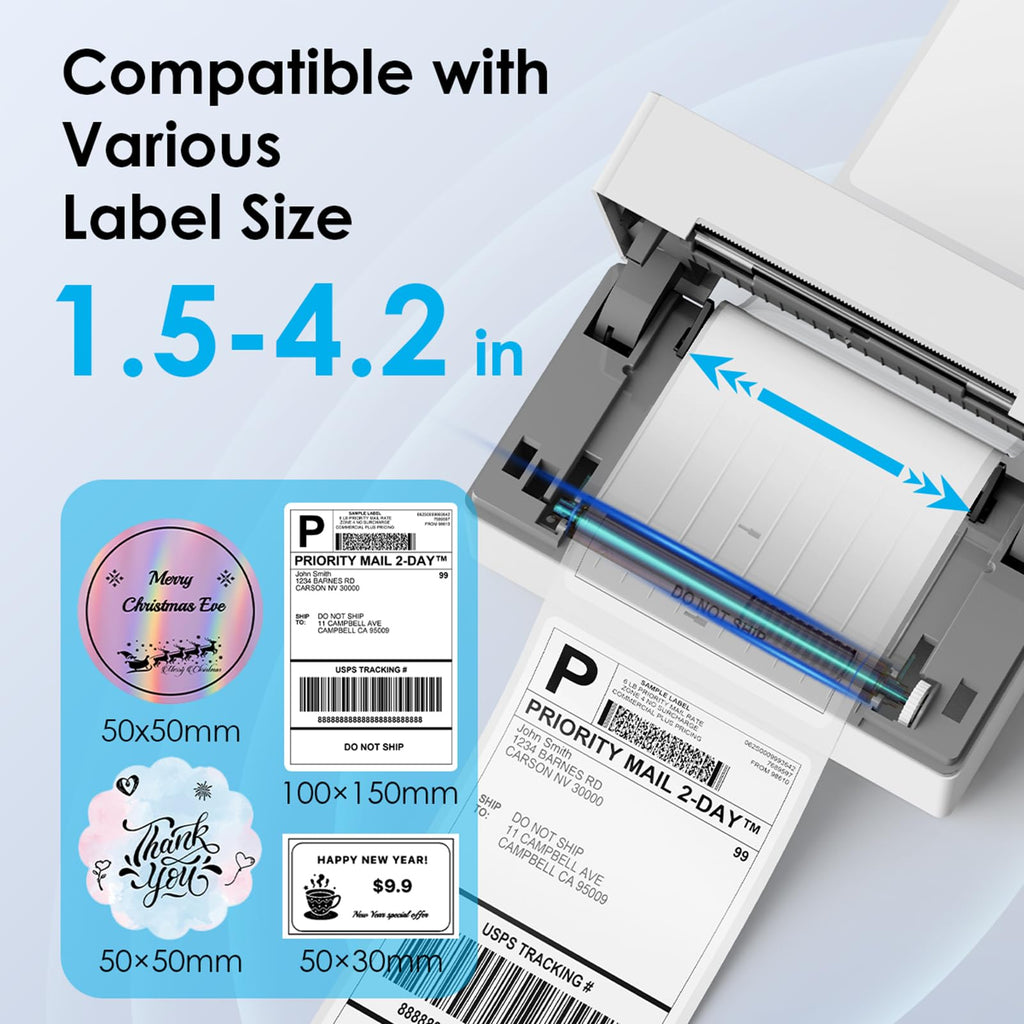 White 4x6 Portable Bluetooth Thermal Label Printer E155