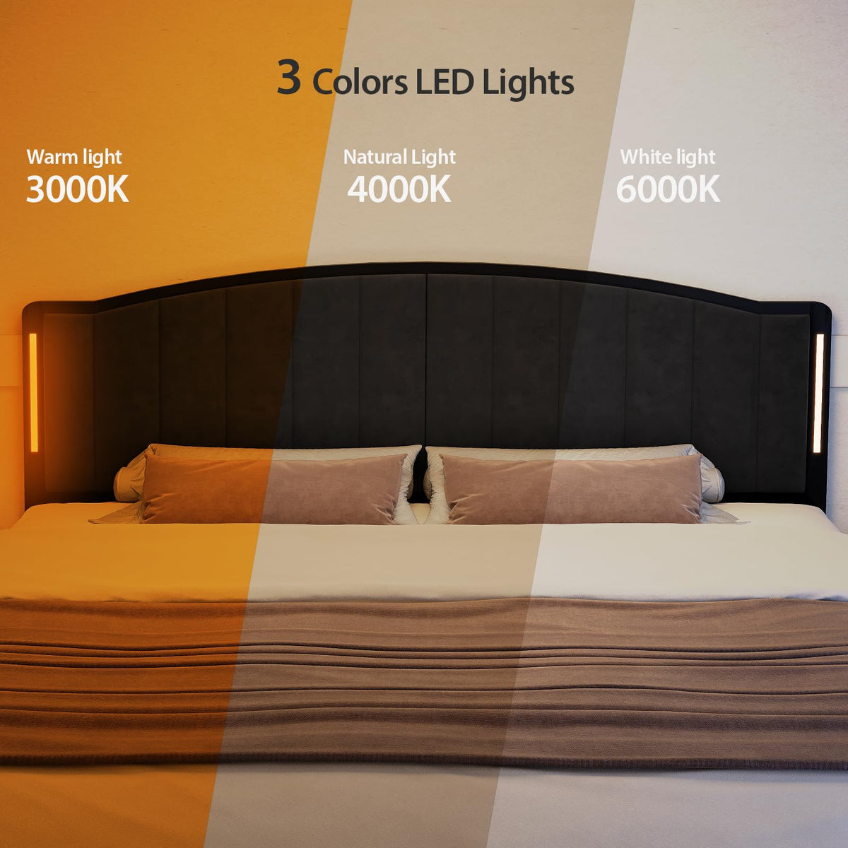 Upholstered Tufting Headboard Queen Size with Lights R859