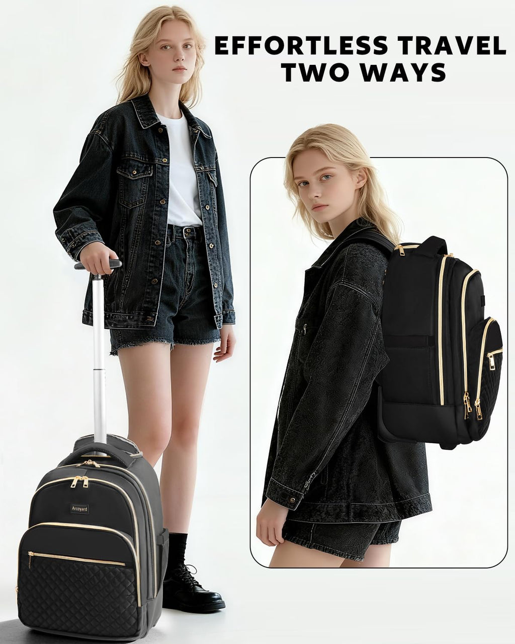 Rolling Backpack with Wheels J304
