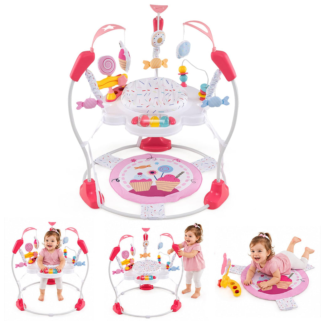 Pink Baby Bouncer Activity Center with Music Lights and Sounds Y858014