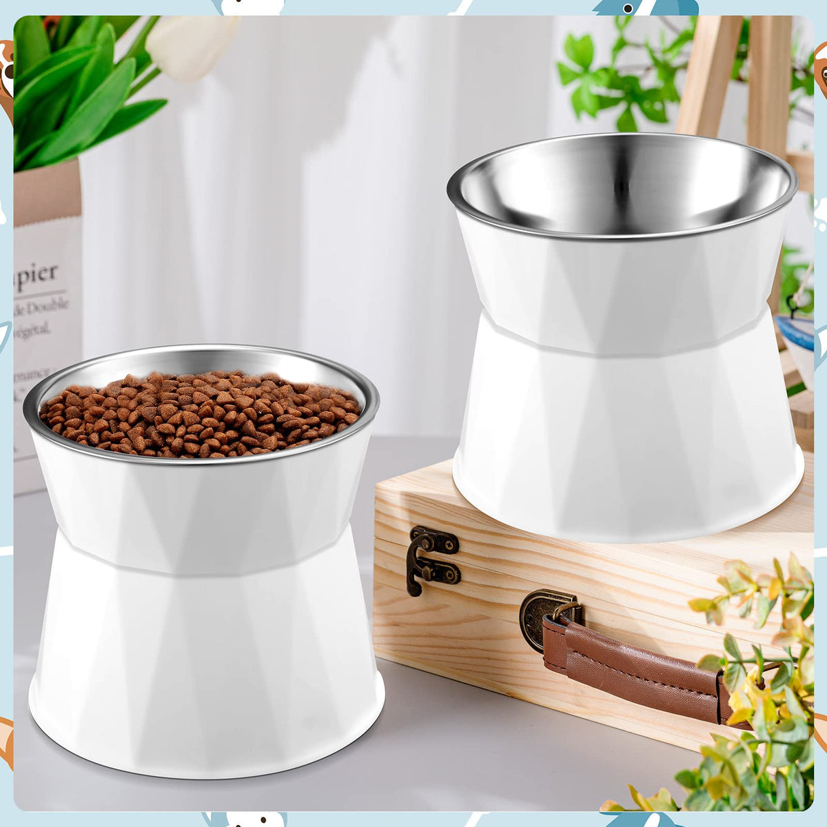 2 Pcs Elevated Cat Bowls U4408