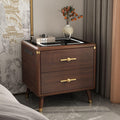 Solid Wood Nightstand with Wireless Charging Station and 2 Drawer Storage S395