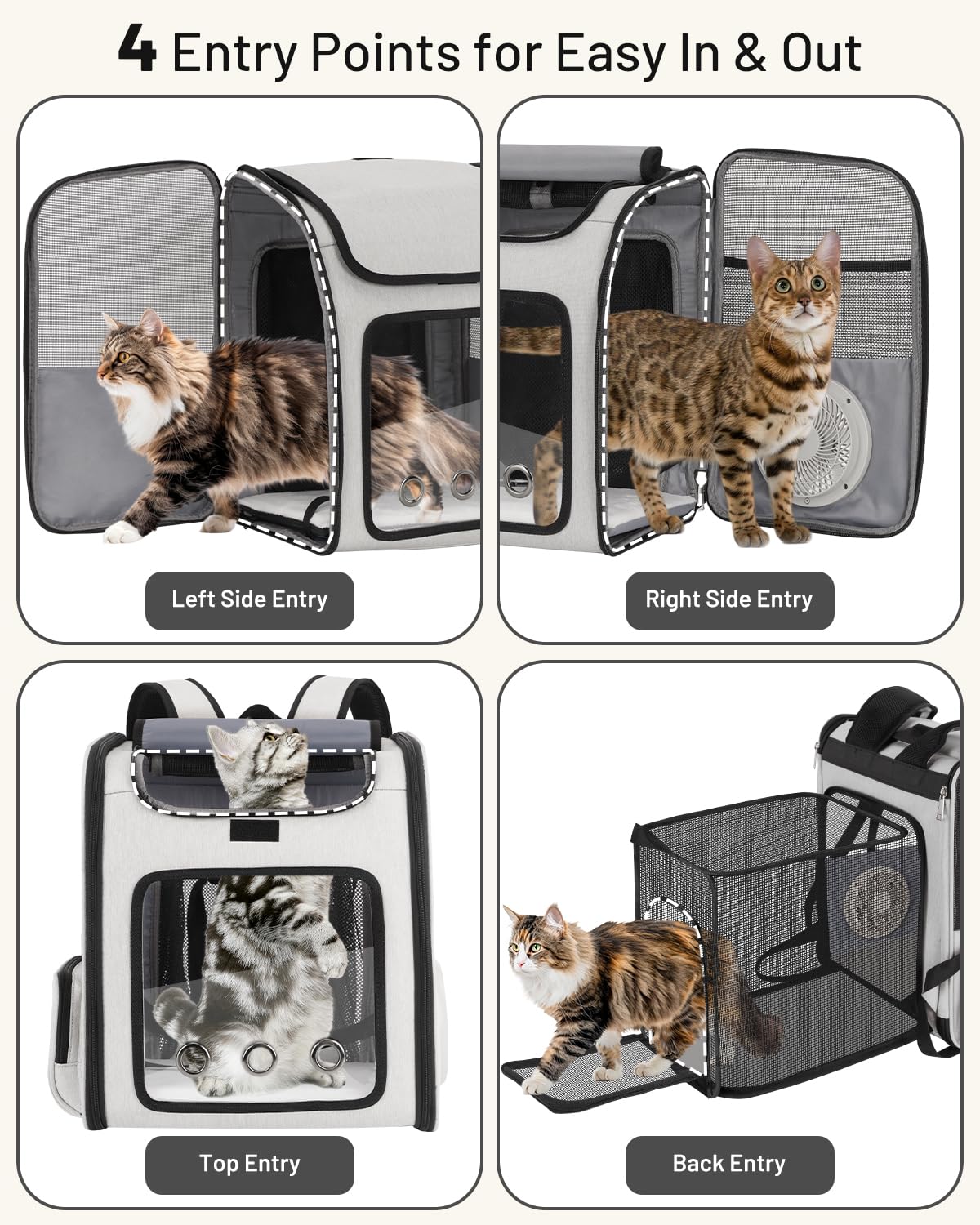 Cat Backpack Carrier with Cooling Fan & Heating Pad E557
