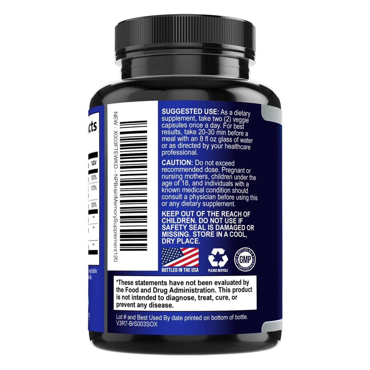 120 Capsules Brain Memory Supplement with Vitamin B6 B12 Folate & Phosphatidylserine F495651