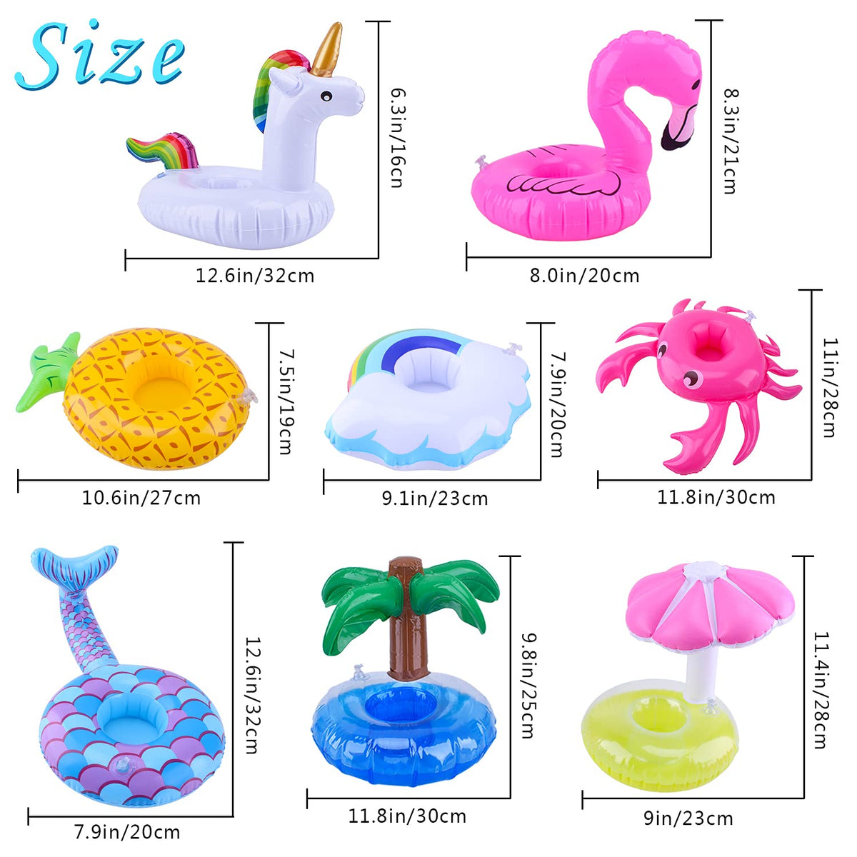 8 Pack Inflatable Drink Holders with Air Pump D7559