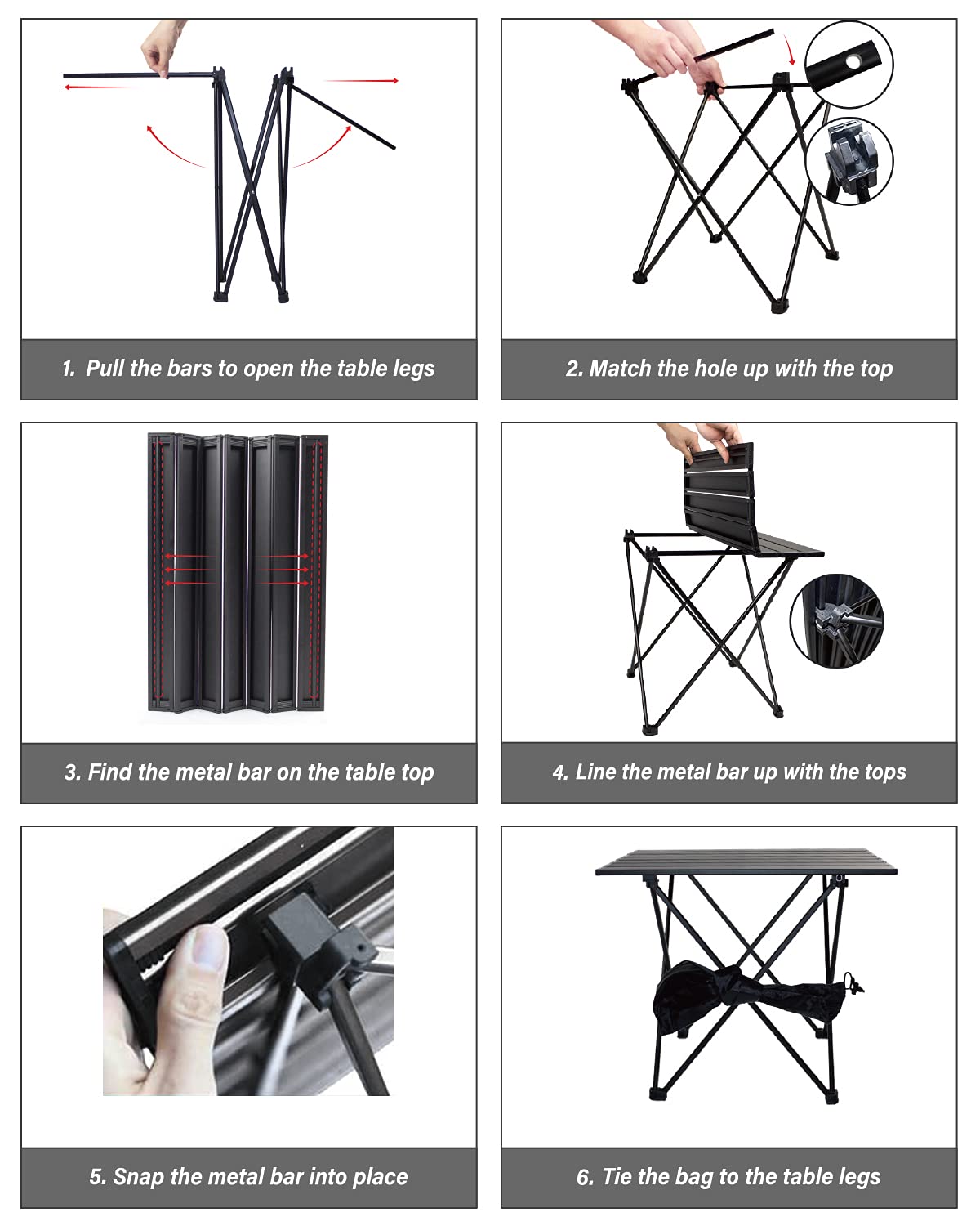 Camping Table Folding Portable Aluminum Lightweight Carry Bag H461455
