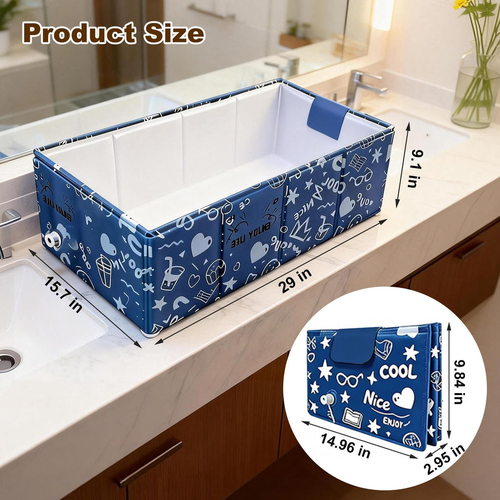 Foldable Dog Bathtub for Small to Medium Dogs & Cats, Blue H47383