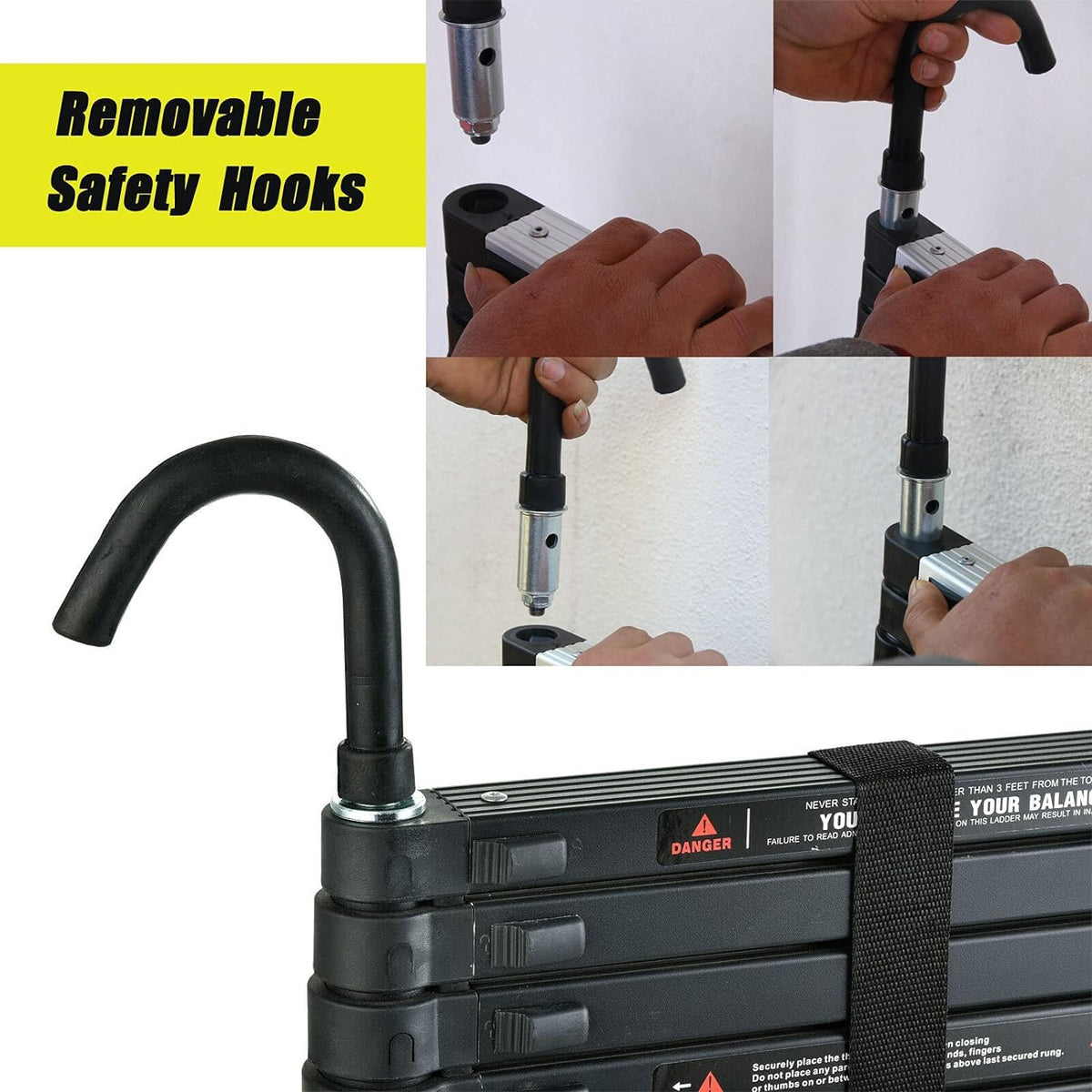 20.3ft Aluminum Telescoping Ladder with Roof Hooks B9120