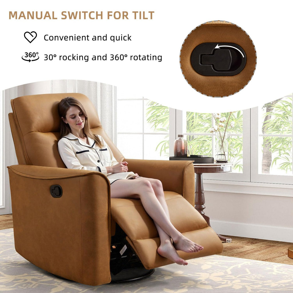 Brown Leathaire Swivel Rocker Recliner I558413