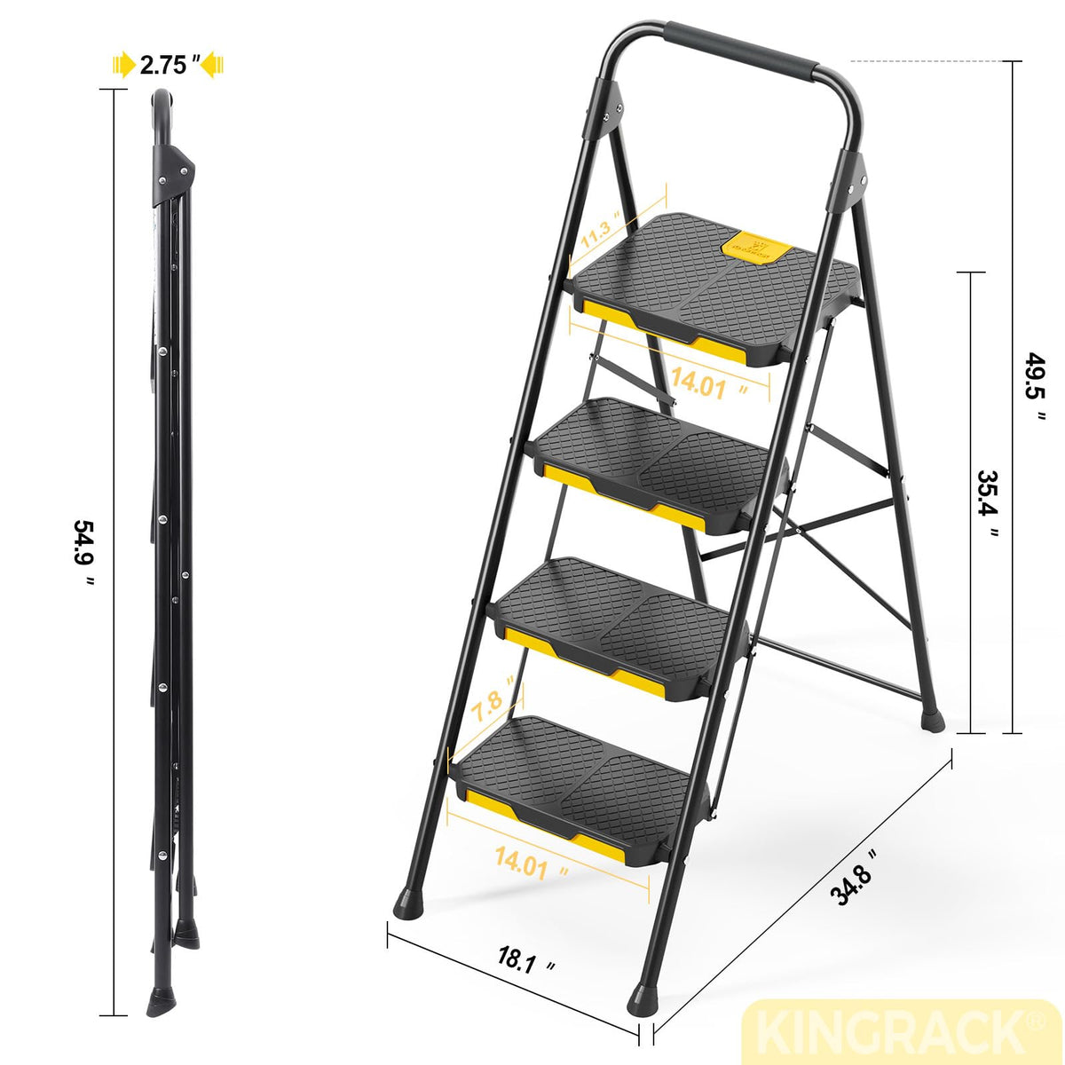 4 Step Steel Step Stool with Safe-Lock, Black S4901