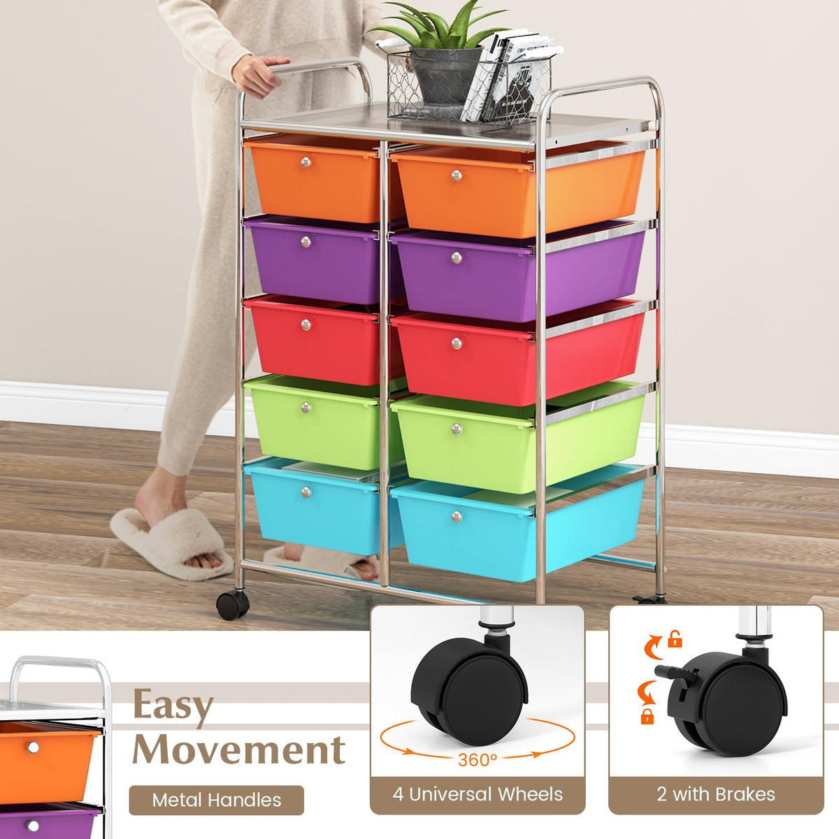 10 Drawer Rolling Storage Cart O164972