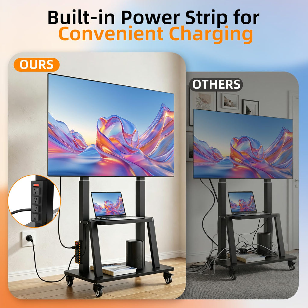 Rolling TV Stand with Power Outlet for 32 to 83 inch TV R698895