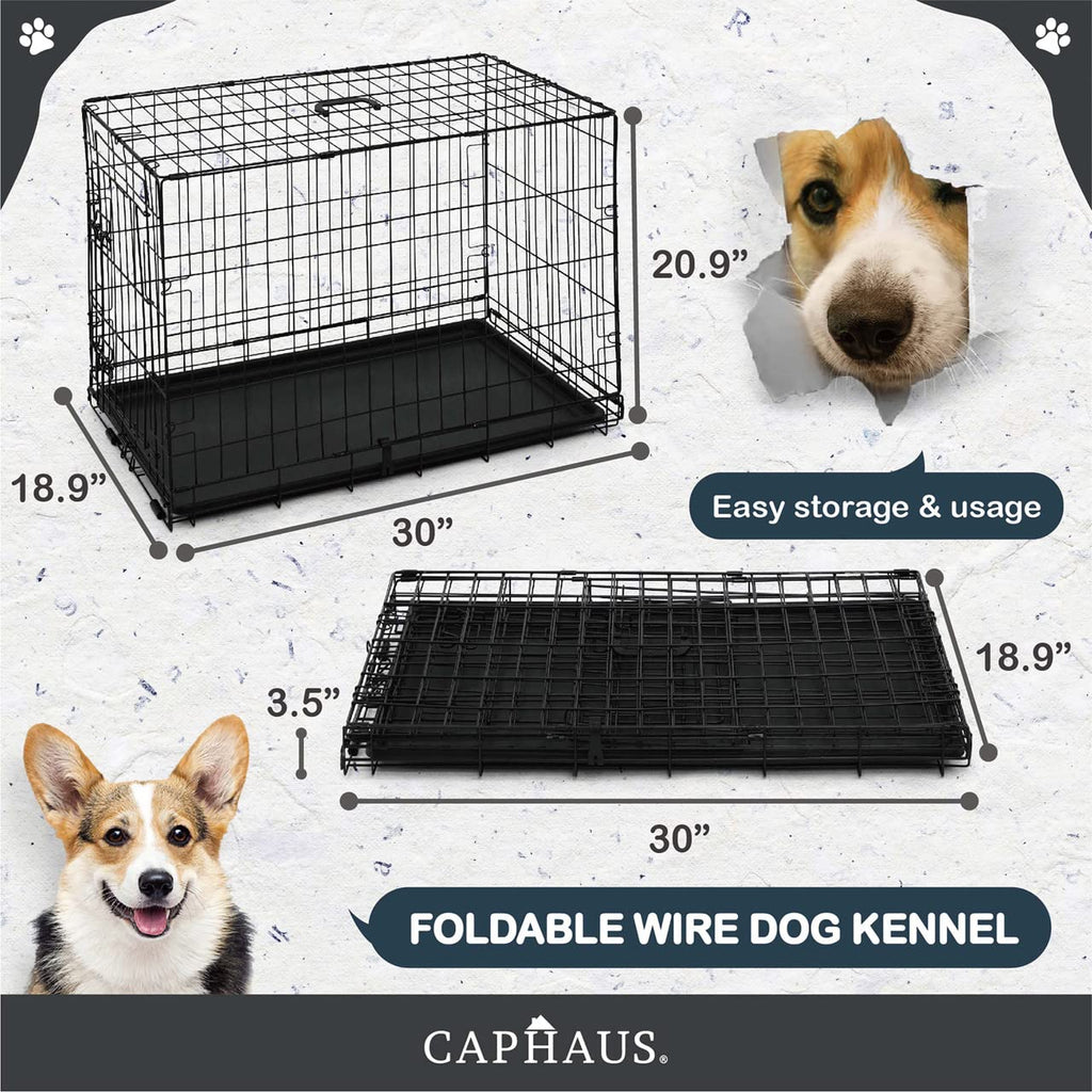Foldable Wire Metal Dog Crate with Leak-Proof Pan A474