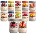 16oz 12-Pack Glass Overnight Oats Jars with Airtight Lids G6170