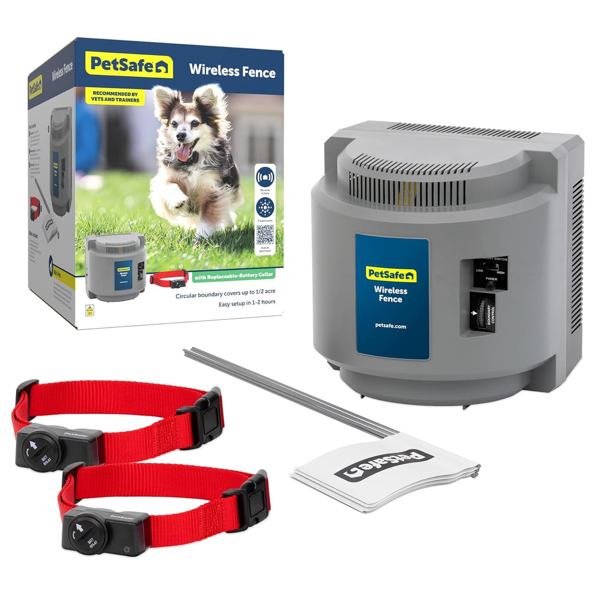 Wireless Pet Containment System, 2 Dogs, Up to 1/2 Acre X909217