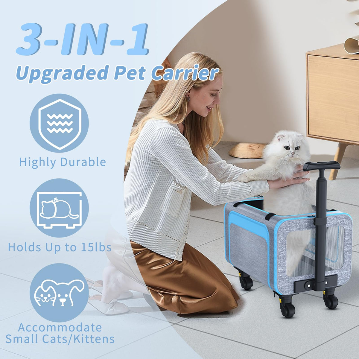 Pet Carrier with Wheels 18x11x11 O6708