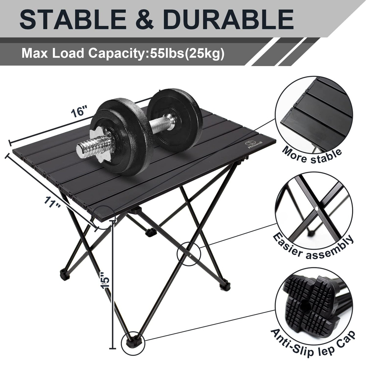 Camping Table Folding Portable Aluminum Lightweight Carry Bag H461455