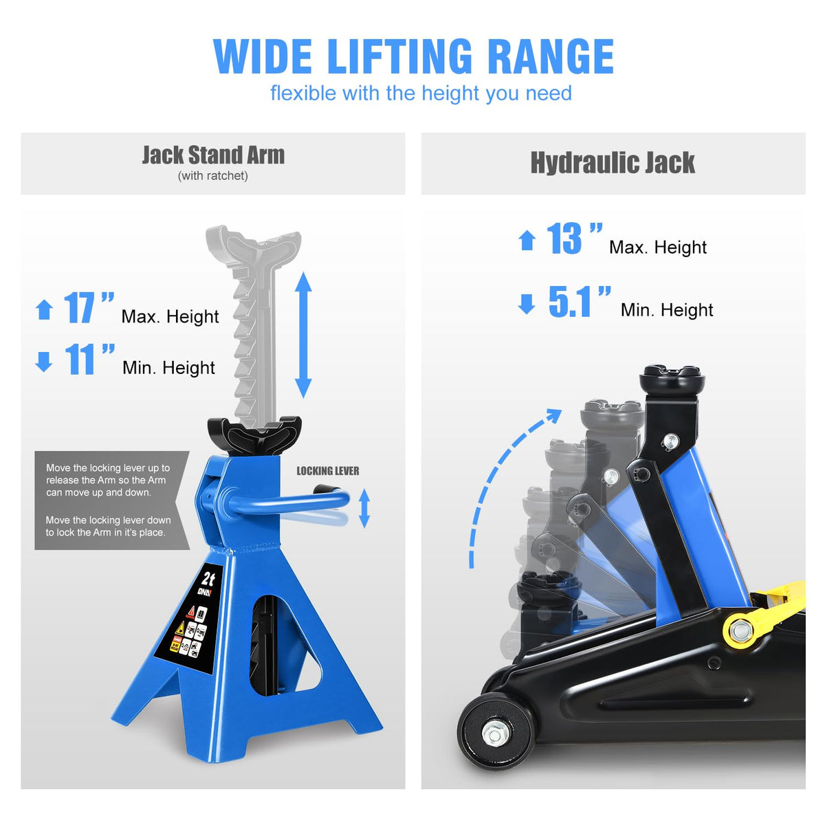 2 Ton Car Jack and Stands Kit Blue M8237