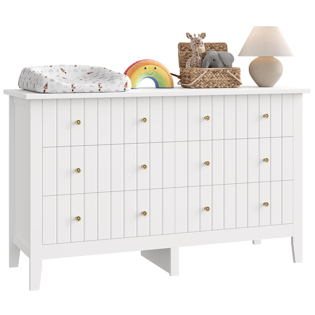 White 6 Drawer Dresser W189