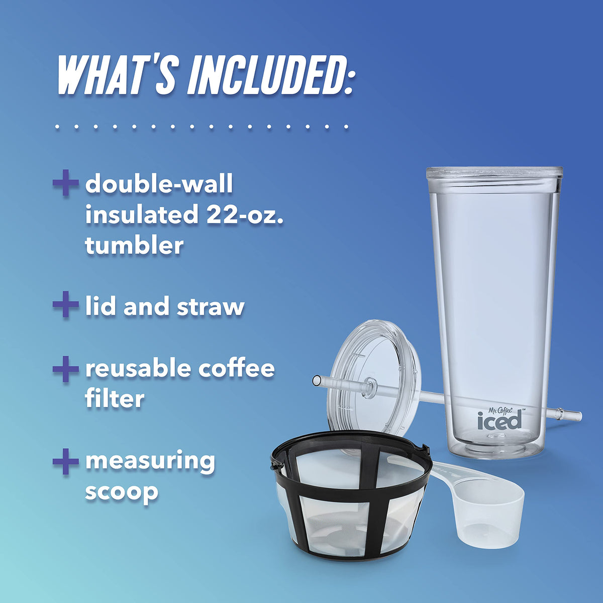 Single Serve Iced Coffee Maker with 22-Ounce Tumbler and Reusable Filter T66960